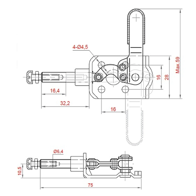 Vendita online Bloccaggio a spinta pistone 16,4 mm. 40 Kg. SX